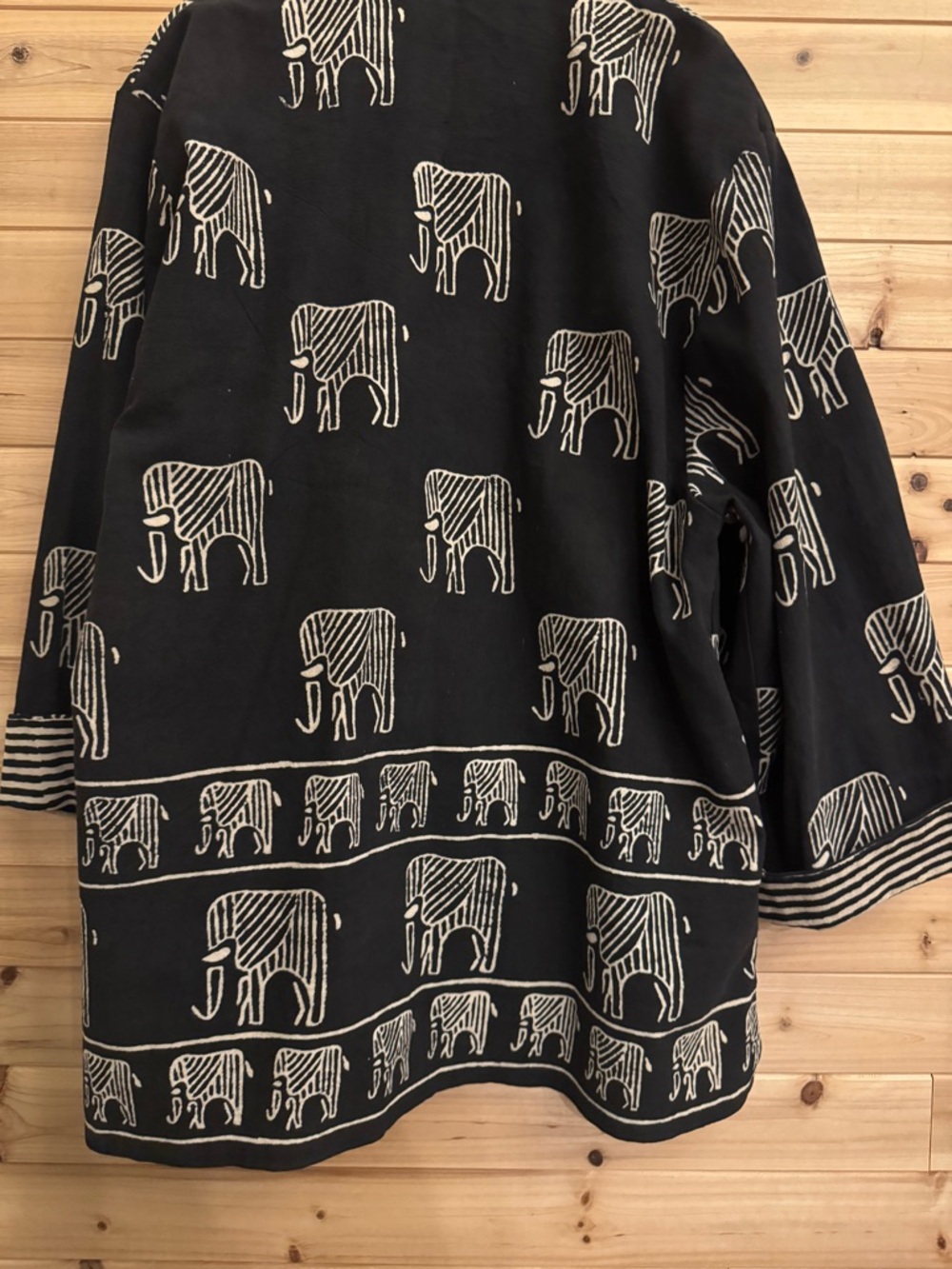 Vintage 90’s Large Art To Wear Thick Cotton Elephant Kimono Robe Pockets Boho - Picture 8 of 11